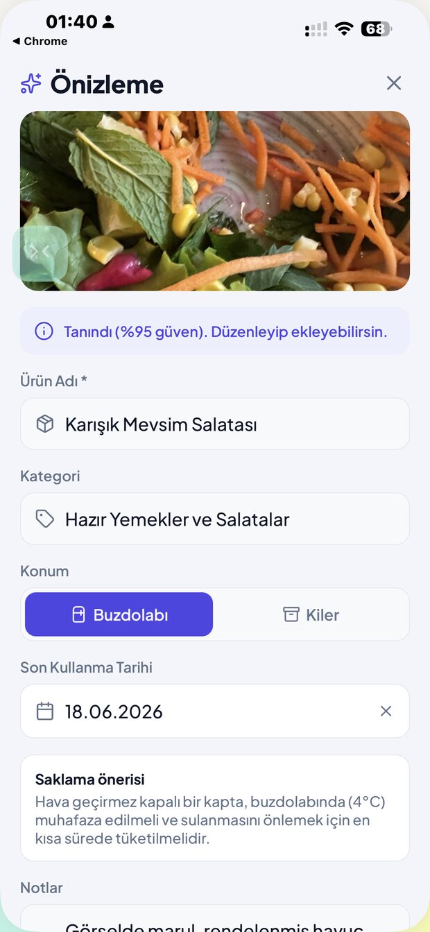 Fotoğrafla ürün ekleme